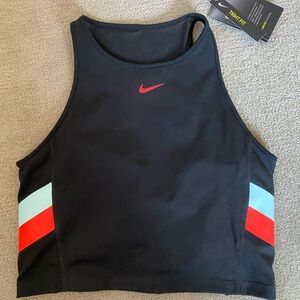 Nike Black Sports Tank with Red and Blue Stripes